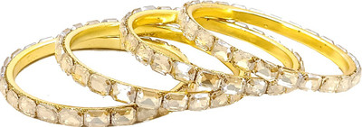 PRETTY GEMS Metal Crystal Bangle Set(Pack of 4)