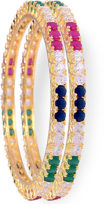 Ratnavali Jewels Brass Cubic Zirconia Gold-plated Bangle Set(Pack of 2)