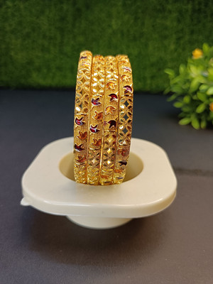 RITIRIWAAZ COLLECTION Brass Gold-plated Bangle Set(Pack of 4)