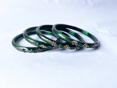 Bhooprama Glass Crystal Enamel Bangle Set(Pack of 4)