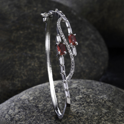 ZENEME Brass Cubic Zirconia Rhodium Bracelet