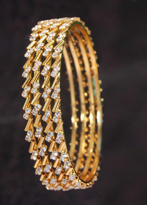 Atulya Brass Diamond Gold-plated Bangle Set(Pack of 4)