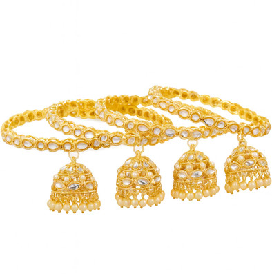 GC PREMIUM JEWELLERY Brass Gold-plated Bangle Set(Pack of 4)