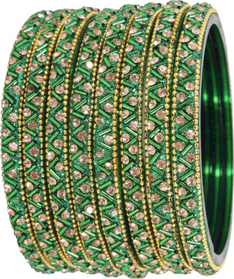 ZULKA Glass Zircon Bangle Set(Pack of 8)