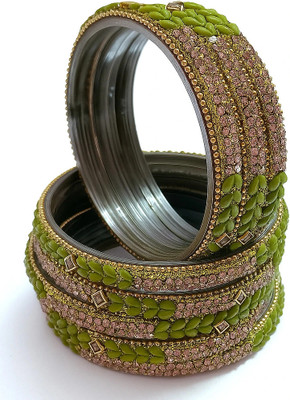 zeefashion Glass Crystal Bangle(Pack of 8)
