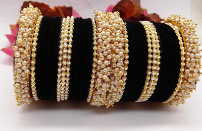 SSONLINEBAZAR Alloy Pearl Bangle Set(Pack of 10)