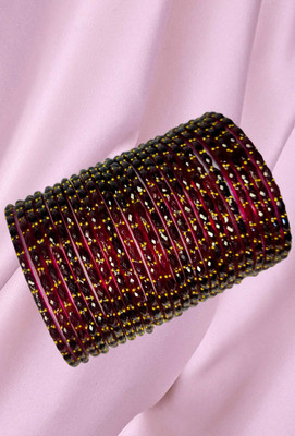 Glasswork Glass Cubic Zirconia Bangle Set(Pack of 24)