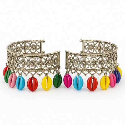 ozozo Brass Silver Kada(Pack of 2)