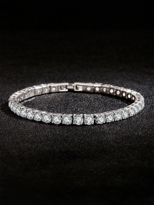 Jewelgenics Crystal Crystal Silver Coated Tennis Bracelet