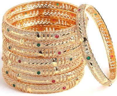 ZENEME Alloy Gold-plated Bangle Set(Pack of 8)