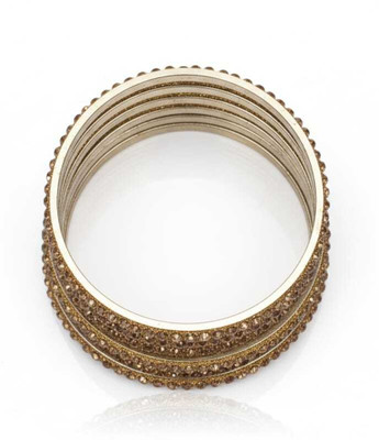 Suhana collection Alloy Cubic Zirconia Gold-plated Bangle Set(Pack of 12)