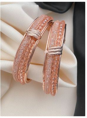 Queenzart Brass Cubic Zirconia Brass Bangle(Pack of 2)