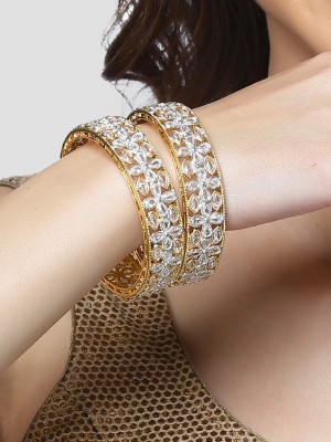 Karatcart Alloy Crystal Gold-plated Bangle Set(Pack of 2)