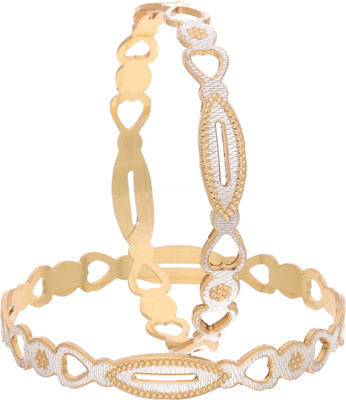 Dressberry Brass Diamond Gold-plated Bangle Set(Pack of 2)