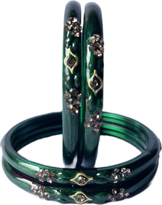 Bhooprama Glass Crystal Enamel Bangle Set(Pack of 4)