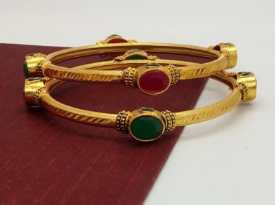 RUSHIKHACOLLECTIONS Brass, Alloy Ruby Gold-plated Charm Bracelet(Pack of 2)