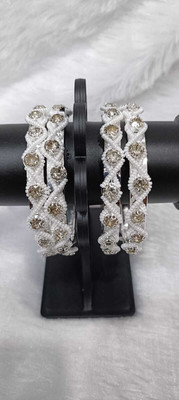 JAY MAJISA Alloy Crystal Silver Bangle Set(Pack of 4)
