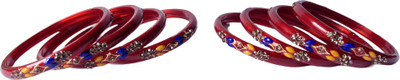 Karaavi Glass Crystal Enamel Bangle Set(Pack of 8)