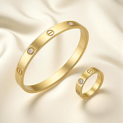ADF Stainless Steel Gold-plated Kada