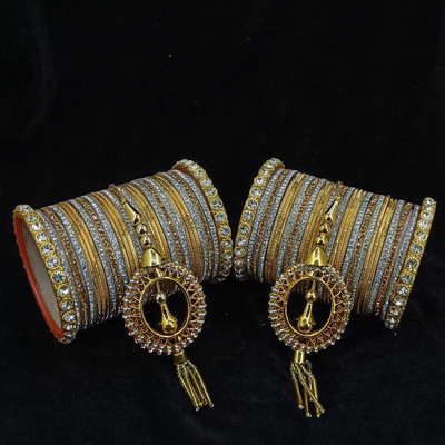 Royal Bangles Metal Zircon Bangle Set(Pack of 10)