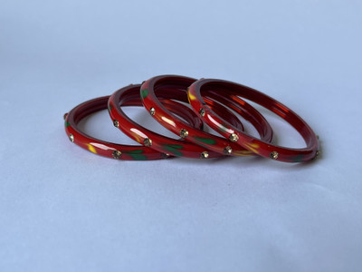 Karaavi Glass Crystal Bangle Set(Pack of 4)