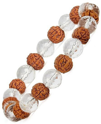VIBESLE Crystal, Rudraksha, Clear Quartz Beads Charm Bracelet