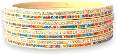 Praavya Lac Cubic Zirconia Rhodium Bangle Set(Pack of 4)