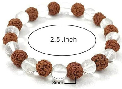 VIBESLE Stone, Rudraksha, Clear Quartz Beads, Crystal Charm Bracelet