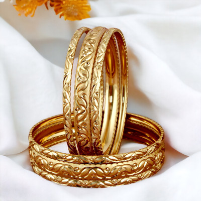 Lucky Jewellery Alloy Gold-plated Bangle Set(Pack of 6)