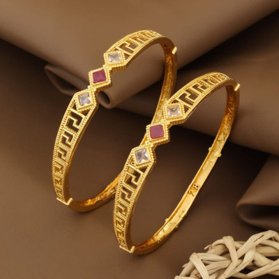 EiVAA Brass Diamond Gold-plated Bangle Set(Pack of 2)