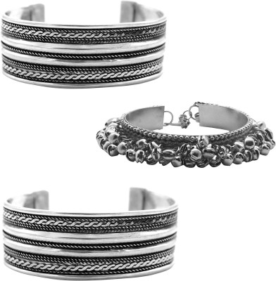 Teejh Alloy Silver Armlet Set(Pack of 3)