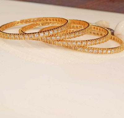 Aasthas Collection Alloy Zircon Gold-plated Bangle Set(Pack of 4)