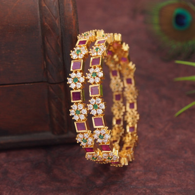 OrnaDzn Zevellery Brass Gold-plated Bangle(Pack of 2)