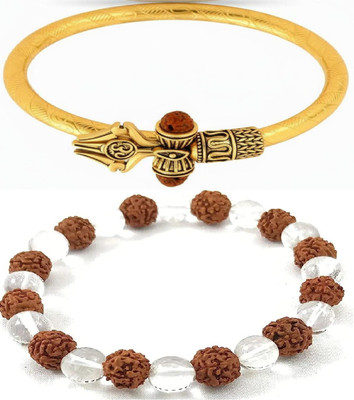 HouseOfCommon Crystal, Rudraksha, Stainless Steel Bracelet(Pack of 2)
