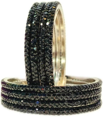 HouseOfCommon Brass Crystal Bangle Set(Pack of 8)