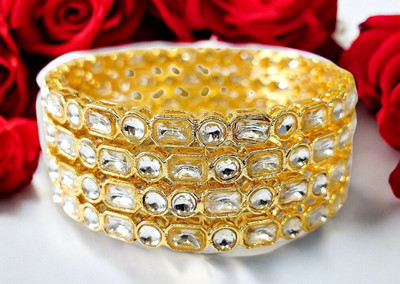 jayajwell Alloy Crystal Gold-plated Bangle Set(Pack of 4)