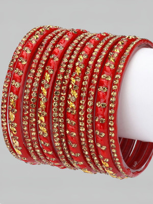 Somil Glass Beads, Crystal Bangle Set(Pack of 12)