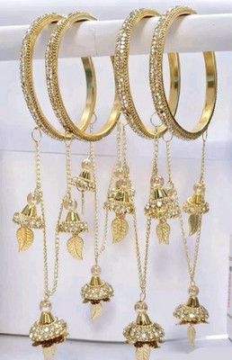 AD Fashion Bazaar Metal Zircon Gold-plated Bangle Set(Pack of 4)