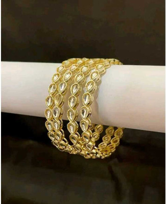 vkat Metal, Alloy Cubic Zirconia Gold-plated Bangle Set(Pack of 4)