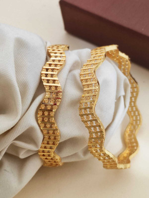 Kriva Trading Alloy Gold-plated Bangle Set(Pack of 2)