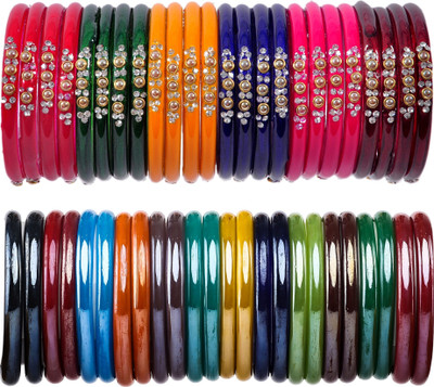 ZINEKA Glass Beads, Zircon Bangle Set(Pack of 48)