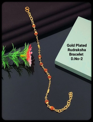 RR SALESS Rudraksha Cubic Zirconia Gold-plated Bracelet
