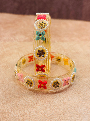 Crazy art gallery Resin Zircon Gold-plated Bangle Set(Pack of 2)
