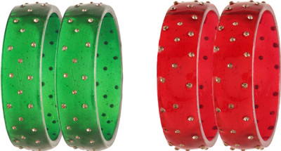 khannak Crystal, Plastic Cubic Zirconia Kada(Pack of 4)