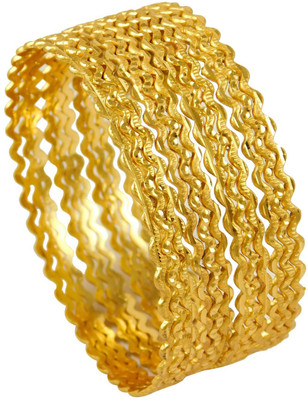 Prettything Alloy Gold-plated Bangle Set(Pack of 4)