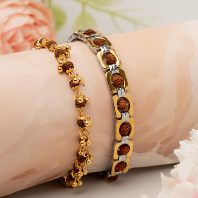 Japam Rudraksha Gold-plated Bracelet(Pack of 2)