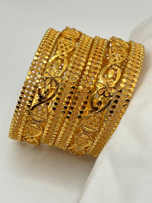 Bajrang Brass, Copper Gold-plated Bangle(Pack of 6)