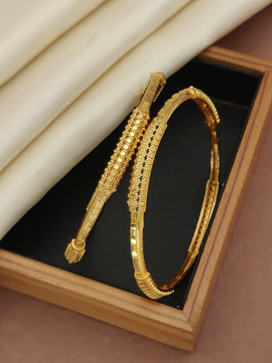 Lady Raiment Brass Gold-plated Bangle Set(Pack of 2)