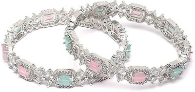 KALKA TRADERS Brass Diamond Silver Bangle Set(Pack of 2)