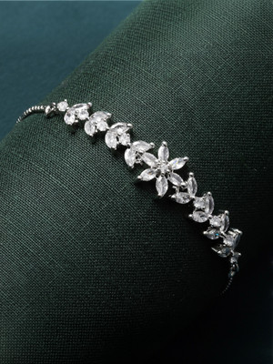 ZENEME Brass Cubic Zirconia Rhodium Bracelet